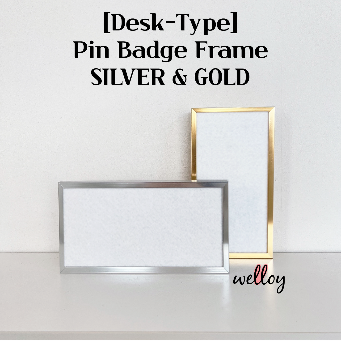 [Desk-Type] Pin Badge Frame - Silver & Gold